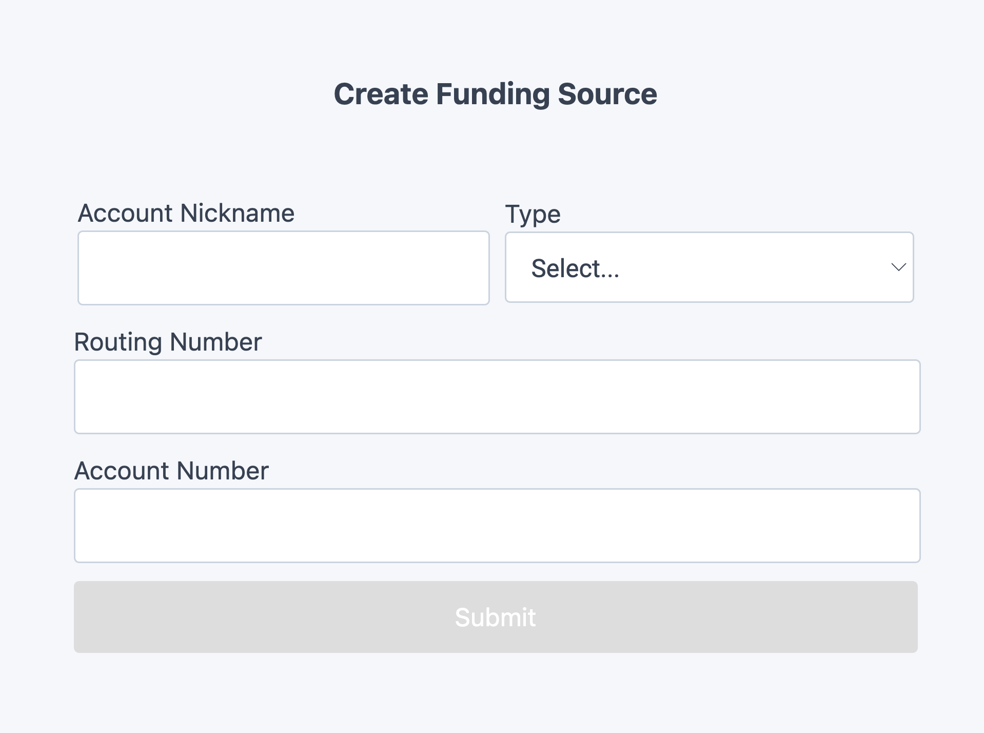 Create Funding Source Drop-In Component