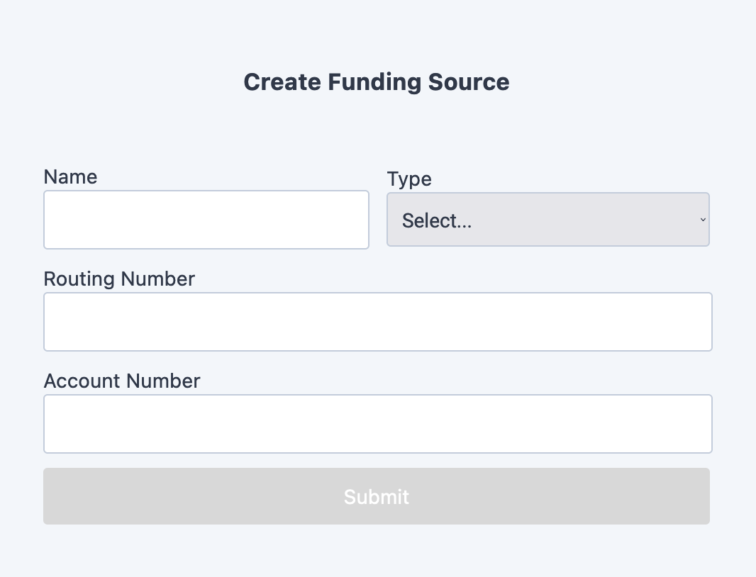 Create Funding Source Drop-In Component